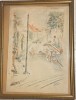 Tablou 1957, lucrare veche, Letiția Muntean (1902 - 1979), Peisaj urban, tehnică mixtă, 34x25 / 30x20, Scoala de la Baia Mare, artă rom&acirc;nească, Peisaje, Acuarela, Impresionism