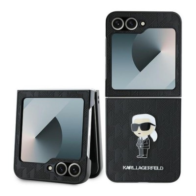 Husa pentru Samsung Galaxy Z Flip6 - Karl Lagerfeld Saffiano (KLHCZF6SAPKINPK) - Monogram Ikonik foto