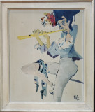 Gheorghe Mihai - Flautul Galben - Ulei/Panza 50x61.5cm - Semnat - Album Arta cu Certificat Autenticitate