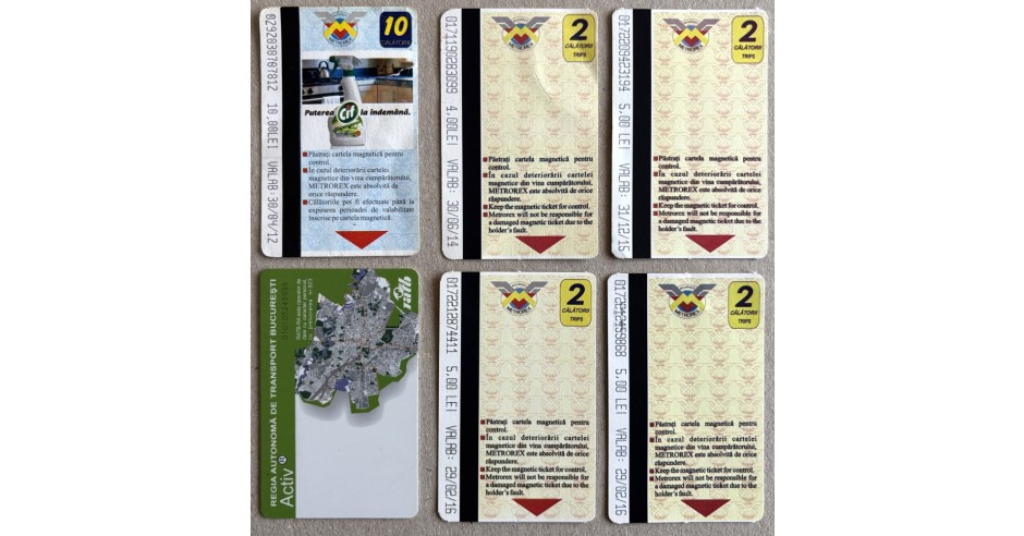 Romania 2012-2016 - Lot 5 bilete de metrou + 1 card nominal transport ...