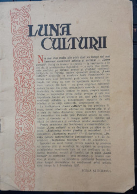 1957, Brosura evenimentului &amp;rdquo;Luna Culturii&amp;rdquo;, teatru, film, muzica comunism foto