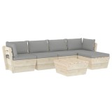 Cumpara ieftin Set mobilier gradina din paleti cu perne, 6 piese, lemn molid