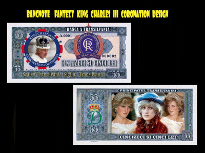 REPRODUCERI bancnota 2023 Fantezie King Charles III coronation design foto