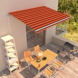 VidaXL Copertină retractabilă manual, portocaliu &amp; maro, 400 x 300 cm