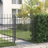 vidaXL Poartă de gard cu țepi Gri 150 x 100 cm Oțel vopsit &icirc;n pulbere 42009019