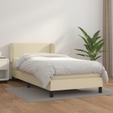 vidaXL Pat box spring cu saltea, crem, 90x190 cm, piele ecologică 3127165