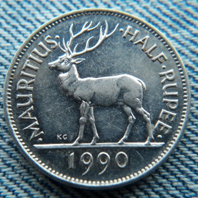 2q - 1/2 Half Rupee 1990 Mauritius foto