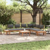 VidaXL Set de Bănci pentru Grădină cu pernă 3 pcs Maro, Gri