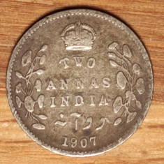 India Britanica - moneda de colectie argint - 2 annas 1907 - Edward VII