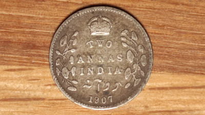 India Britanica - moneda de colectie argint - 2 annas 1907 - Edward VII foto