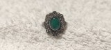 INEL argint cu JAD montura VECHE ornat SPLENDID cu marcasite EXCEPTIONAL rar