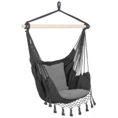 Hamac tip leagan suspendat pentru casa sau gradina, gri cu perne, 130x100cm, 150kg Household NewTrend