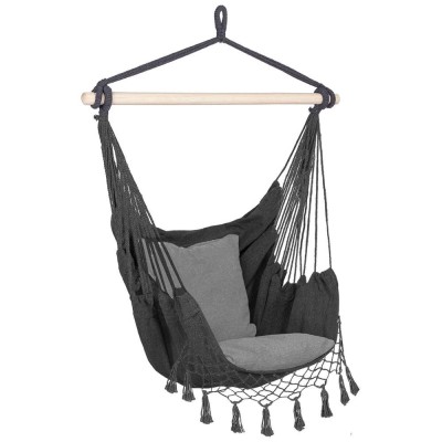 Hamac tip leagan suspendat pentru casa sau gradina, gri cu perne, 130x100cm, 150kg Household NewTrend foto