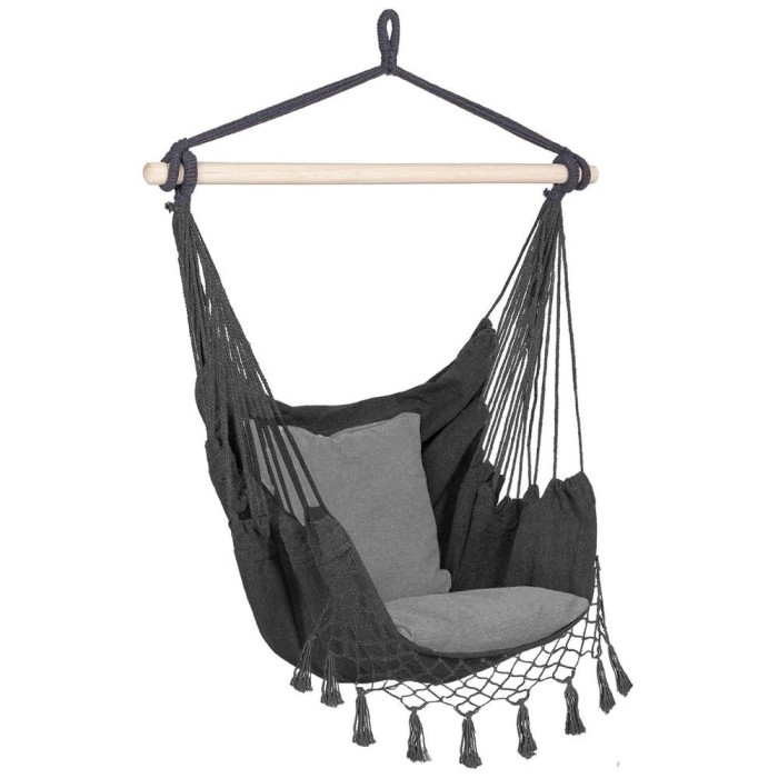 Hamac tip leagan suspendat pentru casa sau gradina, gri cu perne, 130x100cm, 150kg Household NewTrend