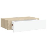 Cumpara ieftin Raft de perete pentru sertare, stejar si alb, 40x23,5x10cm, MDF