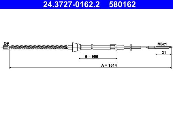ATE 24.3727-0162.2 Cablu, frana de parcare