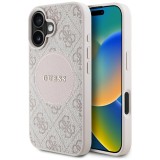 Husa iPhone 16 Guess 4G Circle Classic Logo MagSafe, roz,GUHMP16SP4PGRSGP