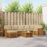 vidaXL Seturi de canapele 8 pcs Natural și Bej Lemn Solid de Acacia 3375208
