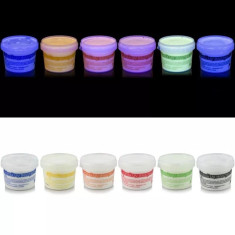 Vopsea invizibila fluorescenta reactiva uv, transparenta colorata, set 6 recipient 100 g foto