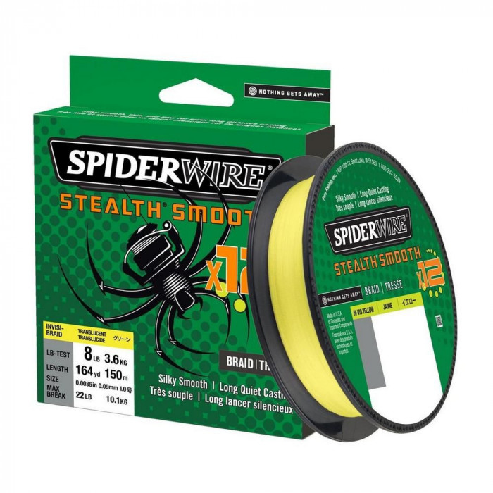 SpiderWire Braid Stealth&reg; Smooth 12 Hi-Vis galben 150m 0,11mm