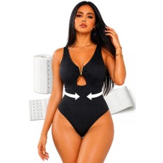 Costum de baie &icirc;ntreg | Corset modelator | Negru | Linovit - Black, M