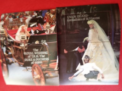 ST, VINCENT, ROYAL WEDDING - 2 COLIȚE MNH foto