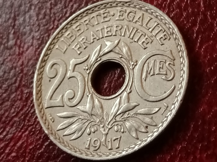 25 centimes 1917 KM#867a, Tiraj relativ mic, UNC [poze]. Discount conform descriere [10 - 20 %. Vezi descrierea.].