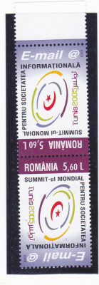 SUMMITUL MONDIAL PENTRU INFORMATIE,TETE - BECHE,Lp.1696a ,2005,MNH ** ROMANIA. foto