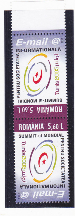 SUMMITUL MONDIAL PENTRU INFORMATIE,TETE - BECHE,Lp.1696a ,2005,MNH ** ROMANIA.