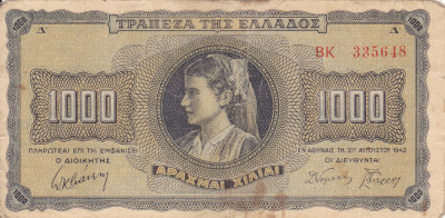 GRECIA 1.000 drahme 1942 VF!!! foto