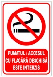 Indicator pentru fumatul si accesul cu flacara deschisa este interzis