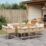 vidaXL Set mobilier de grădină cu perne, 11 piese, bej, poliratan 3211396