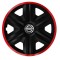 Set 4 Capace Roti pentru Nissan, model Fast Black Cu Rama Rosie, R16, NISSAN