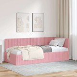 vidaXL Cadru de pat colțar cu headboard Roz 90 x 190 cm Catifea