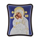 Icoana argintata - Maica Domnului Milostiva - Kykkiotisa 8,5x10 cm