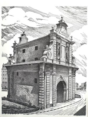 Natalino Arfelli (1922-1997)-&amp;quot;Bologna, Poarta Lame&amp;quot;, litografie numerotată foto