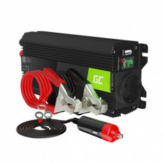 Green Cell Invertor de putere pentru mașină de la 24V la 230V (amplificator de tensiune) 500W / 1000W cu USB