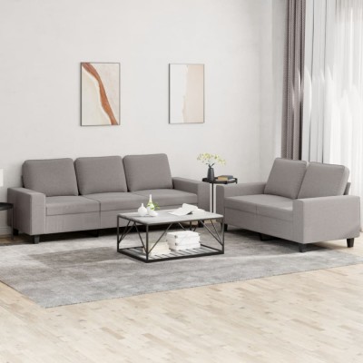 vidaXL Set de canapele, 2 piese, gri taupe, material 3201905 foto