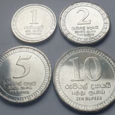 Set 4 monede 1,2,5,10 rupees / rupii 2017 Sri Lanka, unc