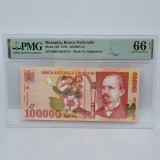 Bancnota 100000 Lei 1998 UNC Gradata PMG 66 EPQ Romania