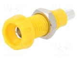 Conector banană 4mm soclu 10A 250VAC galben nichelat DELTRON