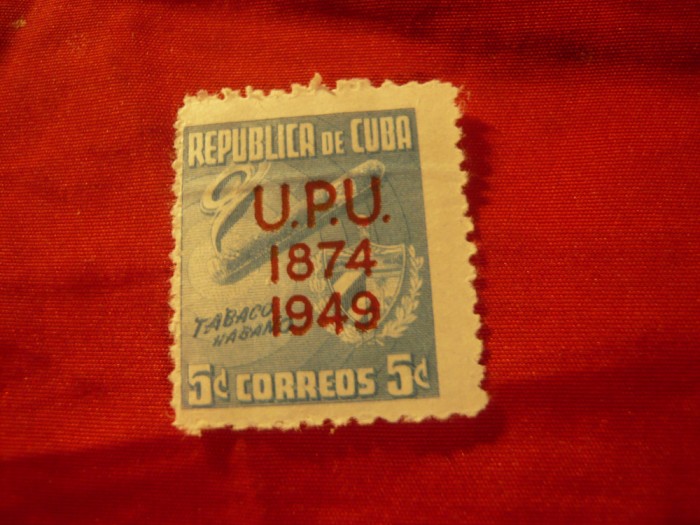 Timbru CUBA 1950 - 75 Ani UPU , val. 5C albastru