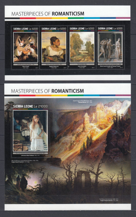 Sierra Leone 2017 - Pictura - Romantism - DELACROIX,TADEMA etc - BL + KB - MNH