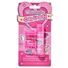 Set balsam de buze cu aroma de capsuni si 2 agrafe asortate Crush Martinelia 11101S, 4 g foto