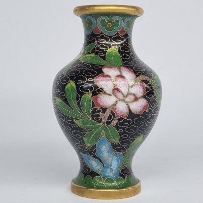Vaza vintage bronz si email - CLOISONNE foto