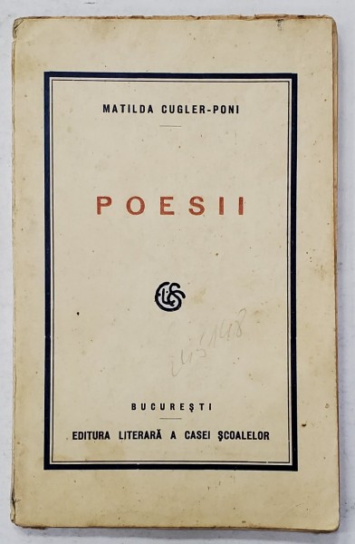 POESII de MATILDA CUGLER - PONI , 1883