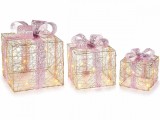 Cumpara ieftin Set 3 decoratiuni Craciun cu leduri 26x26x33 cm, 22x22x24 cm, 16x16x17 cm