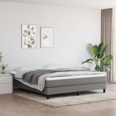 vidaXL Saltea de pat cu arcuri, gri &icirc;nchis, 160x200x20 cm, textil