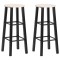 Scaune de bar, 2 buc., negru, MDF