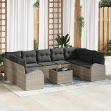 Cumpara ieftin Set de canapele pentru gradina 10 buc. Gri deschis poliratan